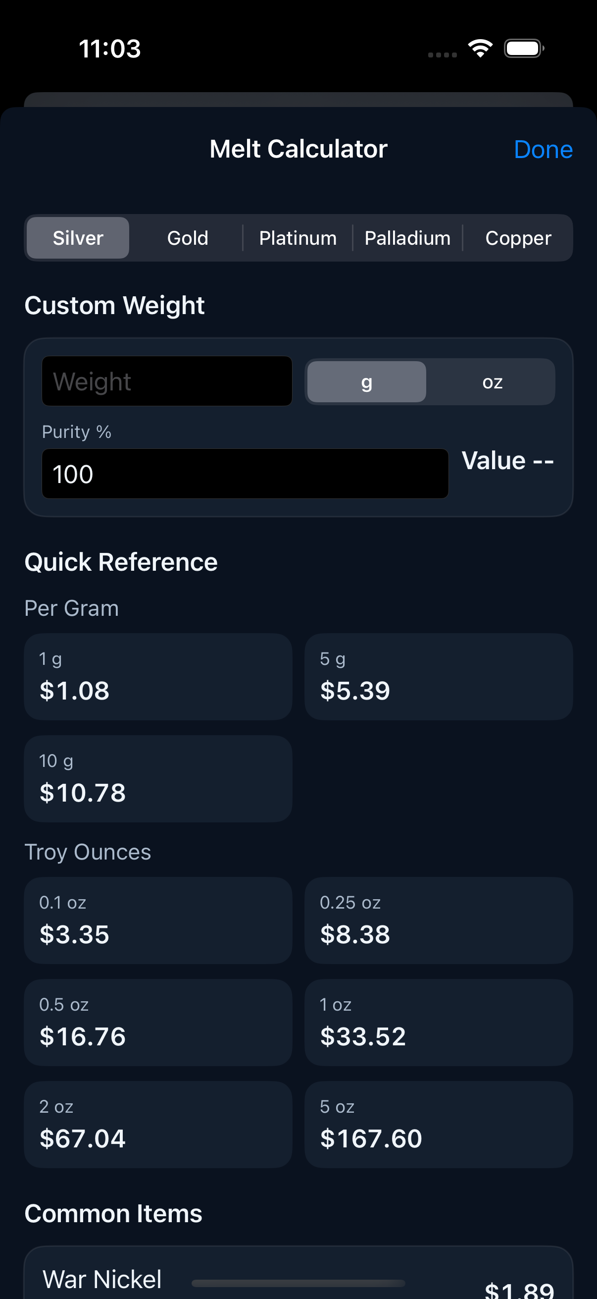 Melt calculator